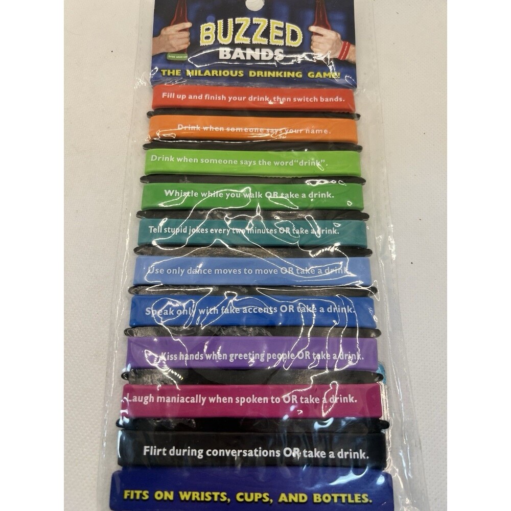 Buzzed bands - Drinking Game ice breaker drink wine marker bracelet party fun